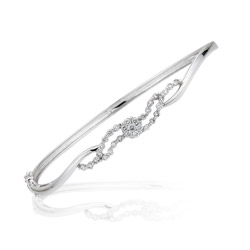 0.66 Cts Diamond Bangle in 18K White Gold