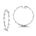 0.60-0.65 Cts  SI2 - I1 clarity and I-J color Diamond Hoop Earrings in 14K White Gold