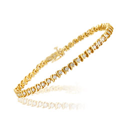 1.45-1.50 Cts  SI2 - I1 clarity and I-J color S-Link Diamond Bracelet in 14K Yellow Gold