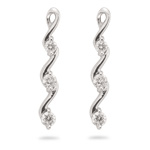 0.25-0.30 Cts  SI2 - I1 clarity and I-J color Diamond Three Stone Twist Earrings in 14K White Gold