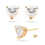6 mm Heart Cubic Zirconia Stud Earrings  in 14K Yellow Gold