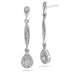 0.27-0.32 Cts  SI2 - I1 clarity and I-J color Diamond Dangle Earrings in 14K White Gold