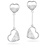 0.16-0.22 Cts  SI2 - I1 clarity and I-J color Diamond Heart Dangle Earrings in 18K White Gold