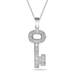 0.40-0.44 Cts  SI2 - I1 clarity and I-J color Diamond Key Pendant in 14K White Gold