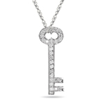 0.22-0.27 Cts  SI2 - I1 clarity and I-J color Diamond Key Pendant in 14K White Gold