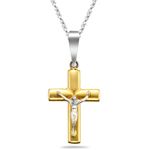 Crucifix Pendant in 14K Two Tone Gold