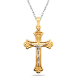 Templar Crucifix Pendant in 14K Two Tone Gold