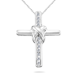 0.05-0.10 Cts  SI2 - I1 clarity and I-J color Diamond Cross Pendant in 14K White Gold 