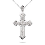 0.36 Cts Diamond Cross Pendant in 14K White Gold 