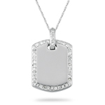 2/5 Cts Diamond Dog-Tag Pendant in 14K White Gold 