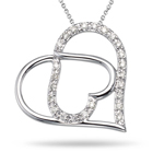 0.15-0.20 Cts  SI2 - I1 clarity and I-J color Diamond Heart Pendant in 14K White Gold