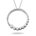 0.50-0.57 Cts  SI2 - I1 clarity and I-J color Diamond Circle Journey Pendant in 14K White Gold