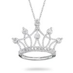 Diamond Crown Pendant - 0.21 Ct Diamond Pendant in 18K White Gold