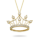 0.15-0.20 Cts  SI2 - I1 clarity and I-J color Diamond Crown Pendant in 18K Yellow Gold