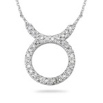 0.25-0.30 Cts  SI2 - I1 clarity and I-J color Diamond Taurus Zodiac Pendant in 14K White Gold