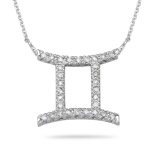 0.30 Cts Diamond Gemini Zodiac Pendant in 14K White Gold