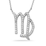 0.45-0.50 Cts  SI2 - I1 clarity and I-J color Diamond Zodiac Pendant in 14K White Gold 