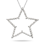 1.08-1.13 Cts  SI2 - I1 clarity and I-J color Diamond Star Pendant in 14K White Gold