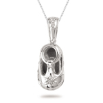 0.03-0.08 Cts  SI2 - I1 clarity and I-J color Diamond Baby Shoe Pendant in 14K White Gold