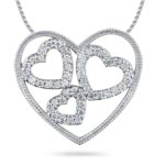 1/2 Ct Diamond Heart-in-Heart Pendant in 14K White Gold.