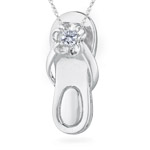 0.03-0.05 Cts  SI2 - I1 clarity and I-J color Diamond Solitaire Sandal Pendant in 14K White Gold.