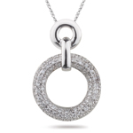 0.70-0.75 Cts  SI2 - I1 clarity and I-J color Diamond Circle Donut Pendant in 18K White Gold