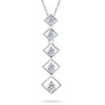 0.45-0.50 Cts  SI2 - I1 clarity and I-J color Diamond Five Stone Journey Pendant in 14K White Gold