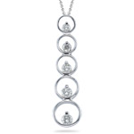 0.45-0.50 Cts  SI2 - I1 clarity and I-J color Five Stone Diamond Journey Pendant in 14K White Gold