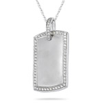1.90-2.00 Cts  SI2 - I1 clarity and I-J color Diamond Men's Dog Tag Pendant in 14K White Gold