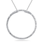 1.05-1.10 Cts  SI2 - I1 clarity and I-J color Diamond Circle Pendant in 14K White Gold