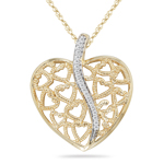 0.08-0.13 Cts  SI2 - I1 clarity and I-J color Diamond Heart-in-Heart Pendant in 14K Yellow Gold