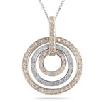 0.85 Cts Diamond Circle-in-Circle Pendant in 14K Two Tone Gold