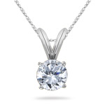 0.22-0.25 Cts  I1-I2 clarity and I-J color Round Diamond Solitaire Pendant in 18K White Gold