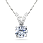 1/3 Cts Round Diamond Solitaire Pendant in 18K White Gold