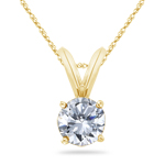 1/3 Cts Round Diamond Solitaire Pendant in 18K Yellow Gold