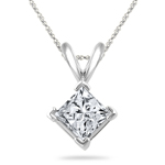 1/4 Cts Princess Diamond Solitaire Pendant in Platinum