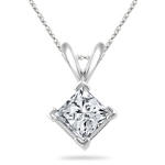 1/2 Cts Princess Diamond Solitaire Pendant in 18K White Gold