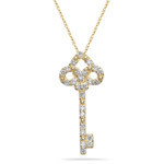 0.20-0.25 Cts  SI2 - I1 clarity and I-J color Diamond Celtic Trinity Key Pendant in 14K Yellow Gold
