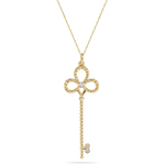 0.05-0.10 Cts  SI2 - I1 clarity and I-J color Diamond Clover Key Pendant in 14K Yellow Gold