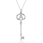 0.01-0.05 Cts  SI2 - I1 clarity and I-J color Diamond Initial 'A' Pendant in 14K White Gold