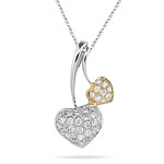 0.30-0.35 Cts  SI2 - I1 clarity and I-J color Diamond Two Tone Heart Pendant in 18K Gold