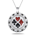 0.24 Cts Black Diamond Poker Pendant in 14K White Gold