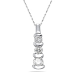 0.20-0.25 Cts  SI2 - I1 clarity and I-J color Diamond Three Stone Pendant in 18K White Gold