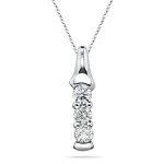 0.20-0.24 Cts  SI2 - I1 clarity and I-J color Diamond Three Stone Pendant in 18K White Gold