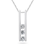 0.16-0.22 Cts  SI2 - I1 clarity and I-J color Diamond Three Stone Pendant in 18K White Gold