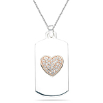0.20-0.24 Cts  SI2 - I1 clarity and I-J color Diamond Heart Pendant in Pink Gold & Silver
