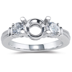 1/2 Cts Diamond Three-stone Engagment Ring Setting in 14K White Gold