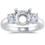 1/2 Cts Diamond Classic Three-stone Engagment Ring Setting- 14KW Gold