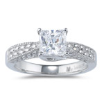 Diamond Filigree Engagement Ring Setting in 18K White Gold