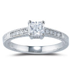 0.08 Cts Diamond Filigree Engagement Ring Setting in 18K White Gold